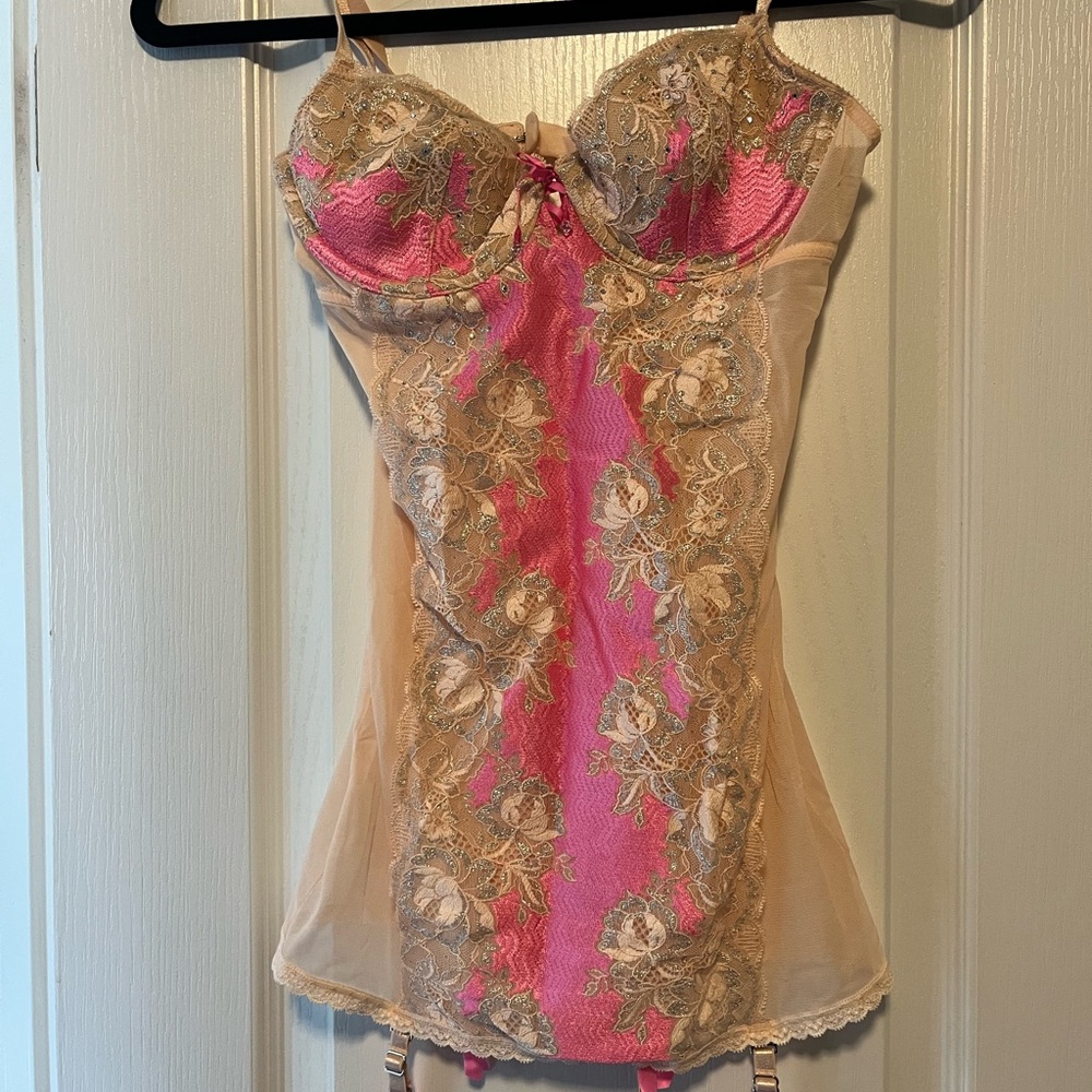 Vintage Victoria's Secret Pink and Cream Lace Chemise